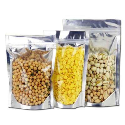 Factory price food grade moisture proof airtight laminated material custom size transparent zipped standing bag for food