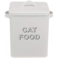 Dog Cat Treat and Food Storage Tin with Lid and Scoop Included - White Powder-Coated Carbon Steel - Rubber Seal Lids Safety